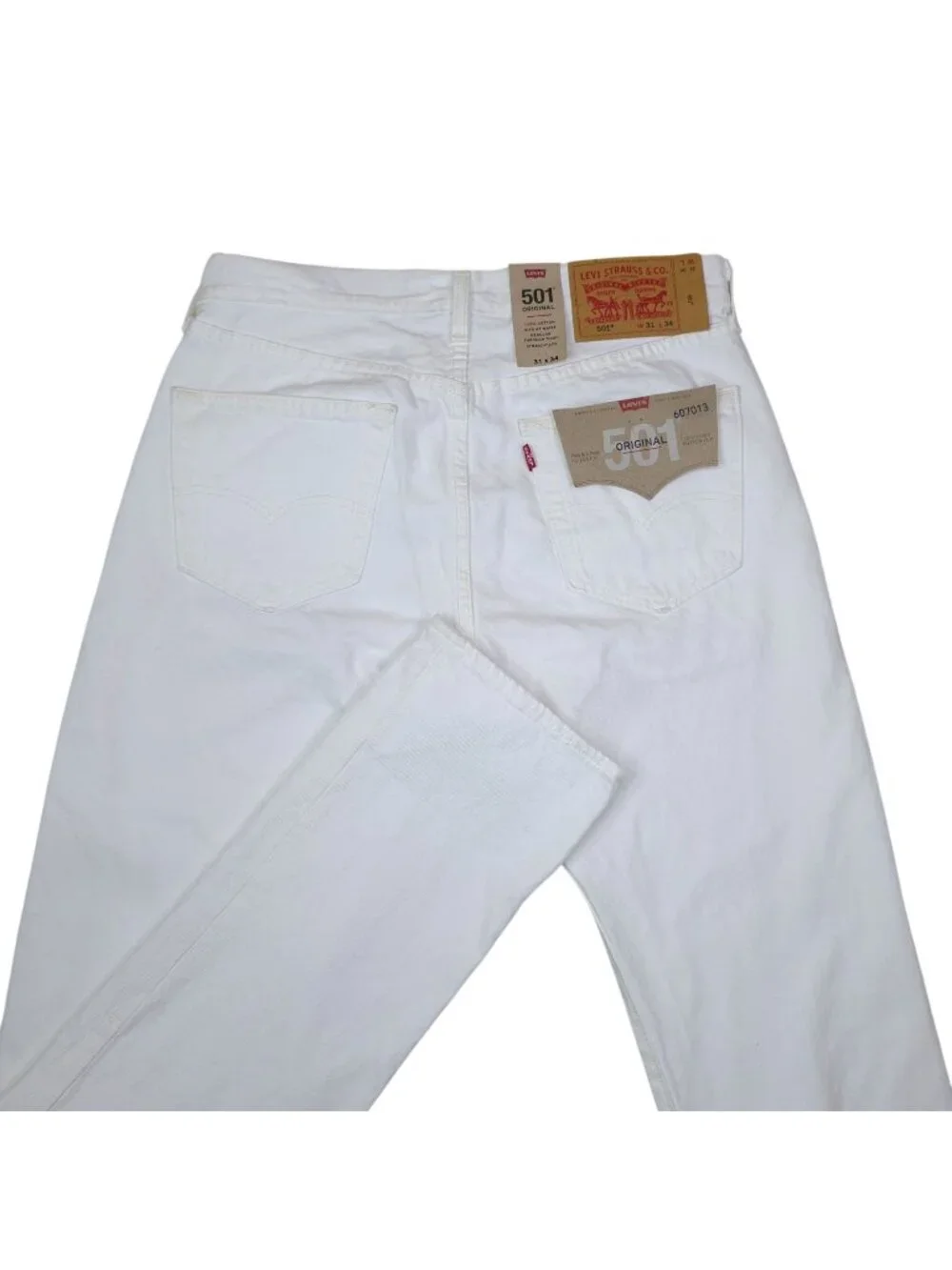 Levis 501 Original White Jeans W31 L34 Straight Leg 100% Cotton
